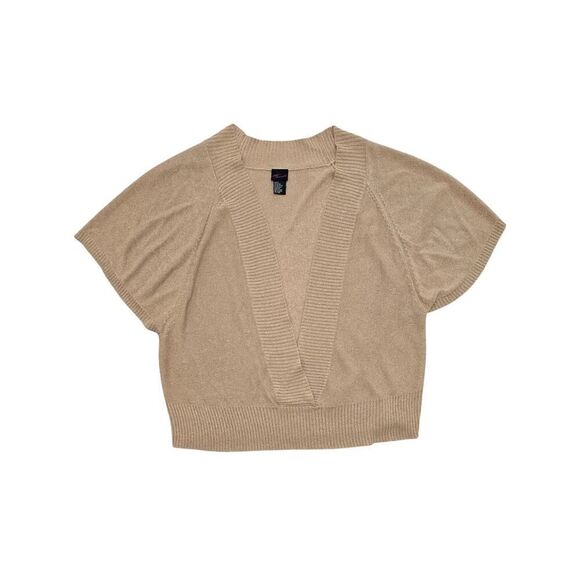 Torrid Gold Metallic Shrug Size 4X Plus Cropped Knit Cardigan Glam Holiday Layer - Picture 1 of 5